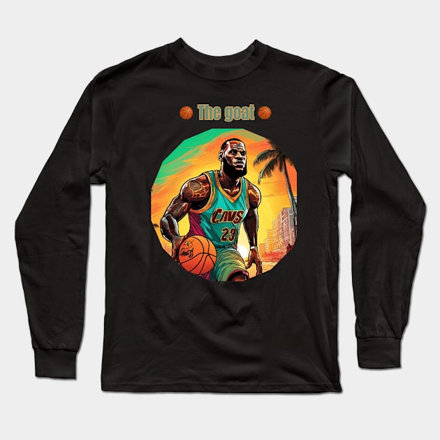 Lebron James goat Victor illustration artwork Long Sleeve T-Shirt by Nasromaystro